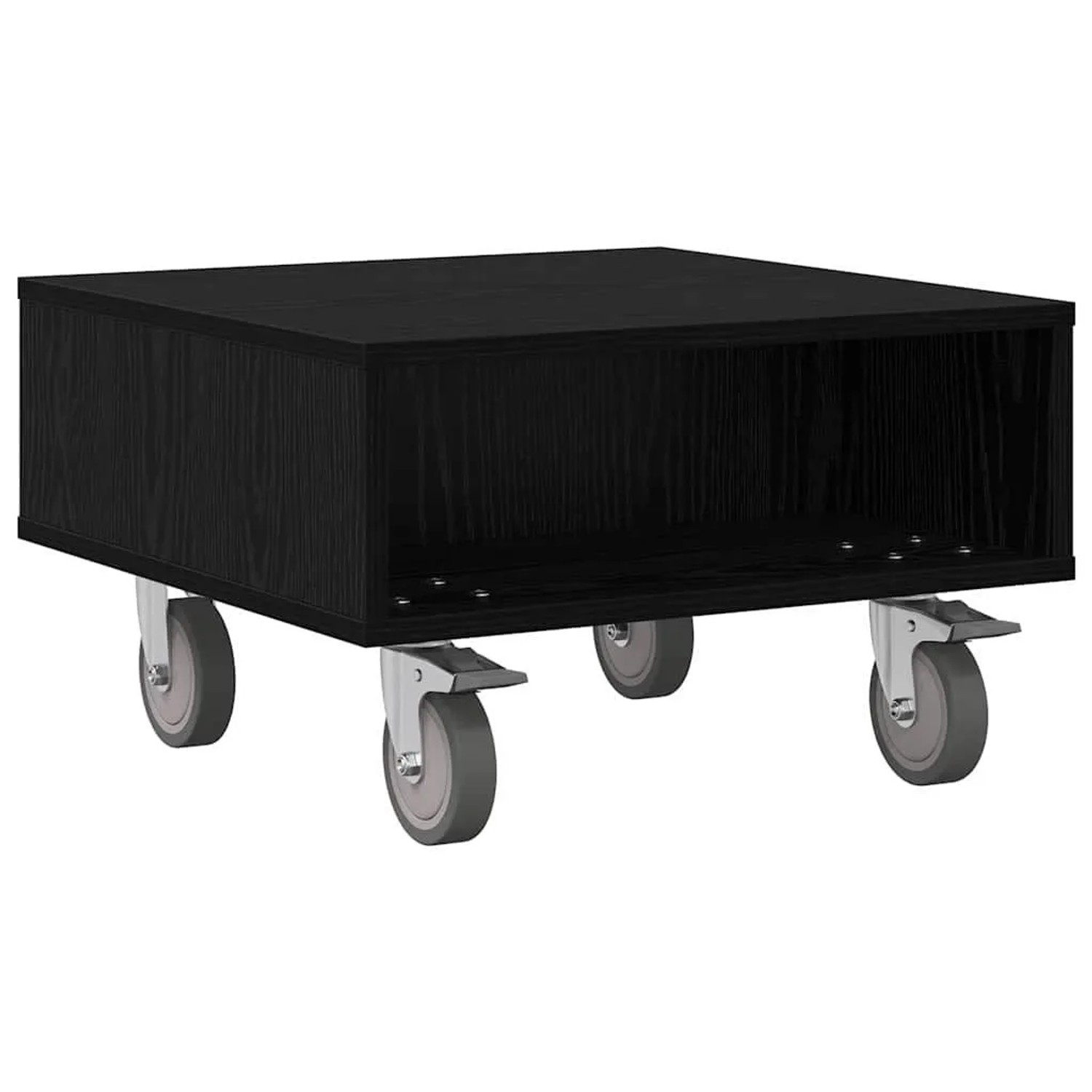 vidaXL Beistelltisch mit Rädern Schwarz Eichen-Optik 50,5 x 50 x 30 cm 891025
