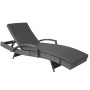 Tectake Aluminium Rattan Sonnenliege Océane Wetterfest und Uv Beständig 5 Fach Verstellbare Rückenlehne 190 x 71 x 74 50 cm Grau