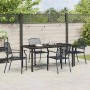 5-teiliges Garten Esszimmer Set aus Stahl in Anthrazit für 4 Personen.