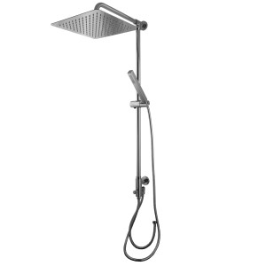 Eckiges PaulGurkes Aufputz Regendusche Duschsystem mit Regenbrause (30cm) und Handbrause.