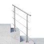 Edelstahl Geländer 80 cm mit 3 Querstäben auf Betontreppe. Modernes Treppengeländer für Innen & Außen.