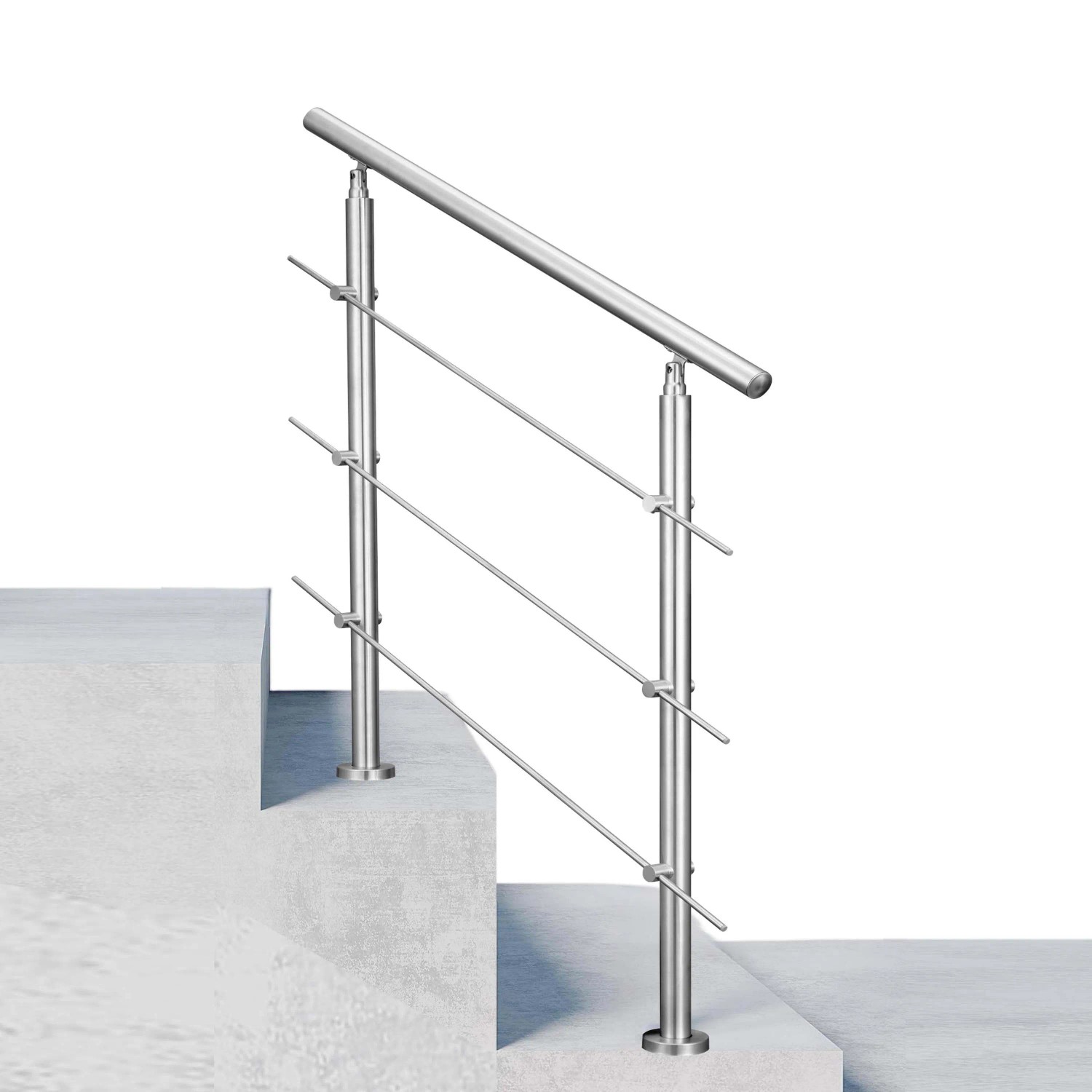 Duschparadies Edelstahl Geländer 80 cm mit 3 Querstäben für Innen und Außen