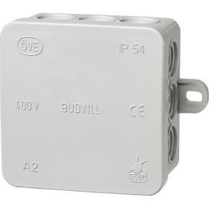 Aufputz Abzweigkasten, 75x75mm, grau, IP54, 10er-Set für Innen- und Außenbereich.