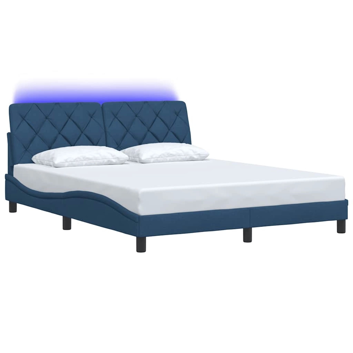 vidaXL Bettgestell mit LED ohne Matratze Blau 160x200 cm Stoff 3310684 günstig online kaufen