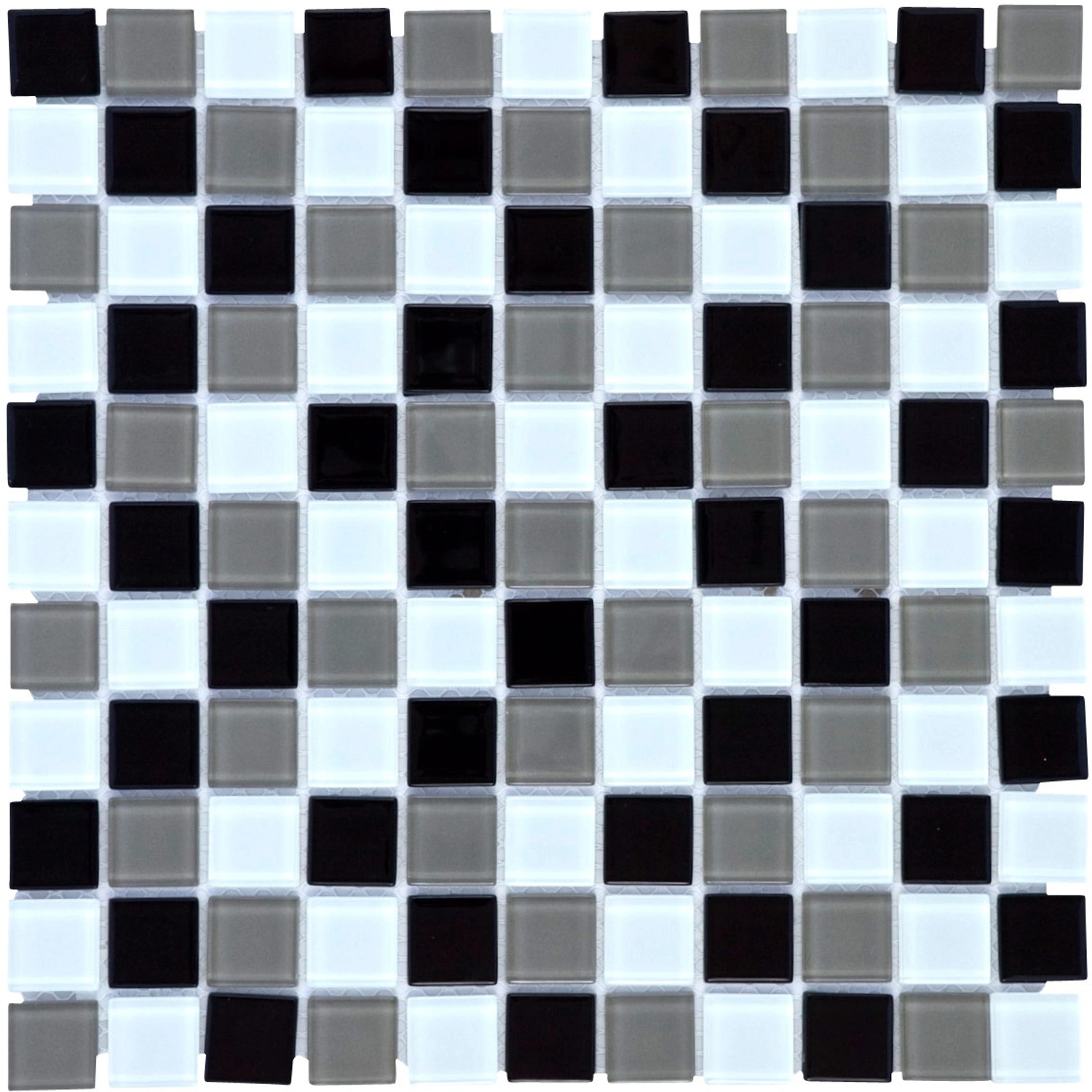 Mosaikmatte Glas Schwarz Beige Weiß Translucent 30 cm x 30 cm