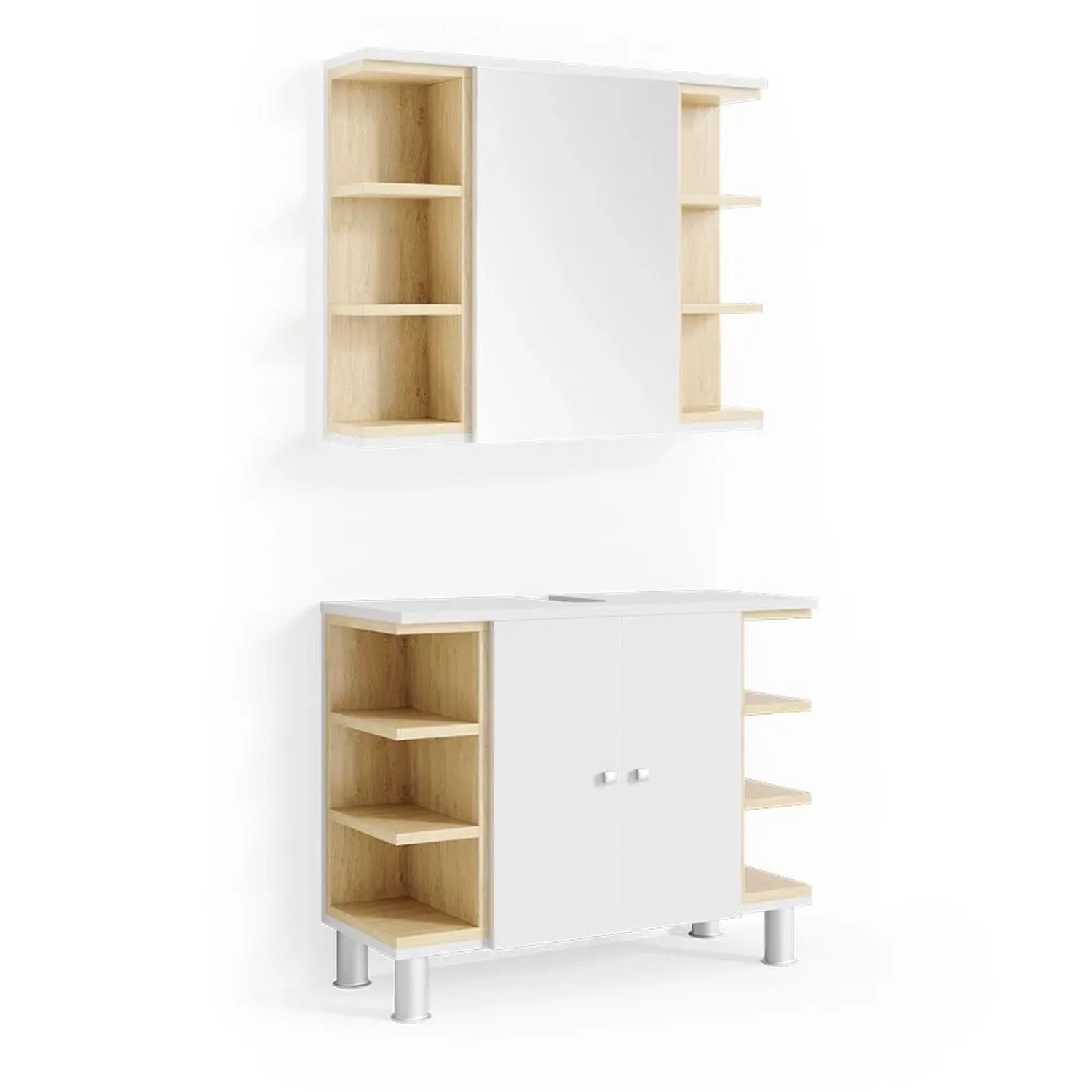 Vicco Badmöbel-Set Aquis Weiß 80 x 64 2-teilig