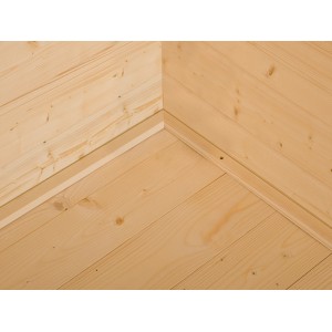 Holzboden für OBI Gartenhaus Kompakt C, naturbelassene Dielen mit Nut und Feder.