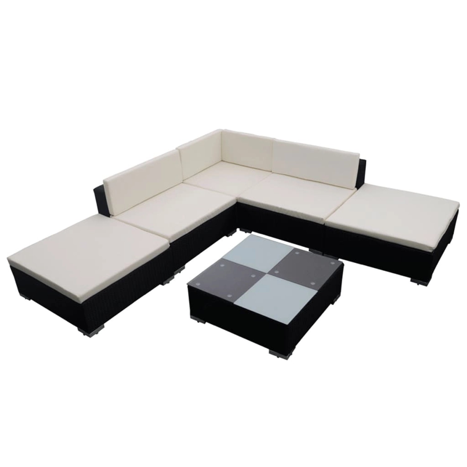 vidaXL 6-tlg Garten-Lounge-Set mit Auflagen Poly Rattan Schwarz Modell 11 günstig online kaufen