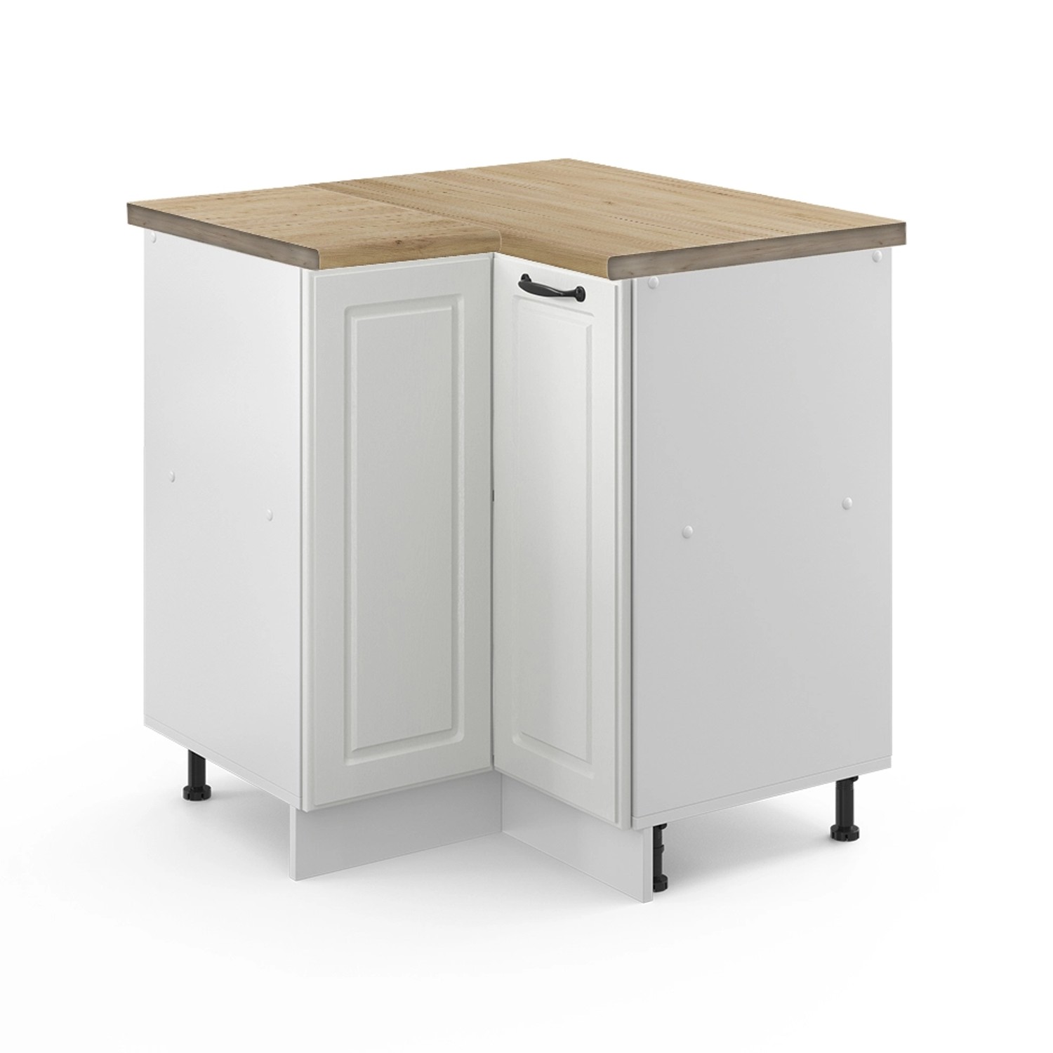 Vicco Eckunterschrank R-Line Küchen Eckschrank Weiß Landhaus/Weiß 76 cm AP Eiche