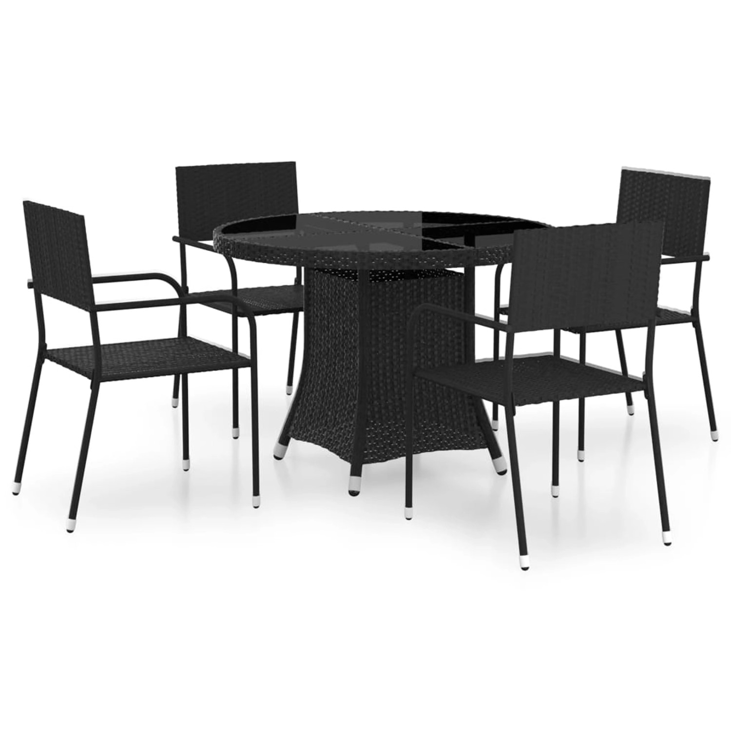 vidaXL 5-tlg Garten-Essgruppe Poly Rattan Schwarz Modell 9 günstig online kaufen