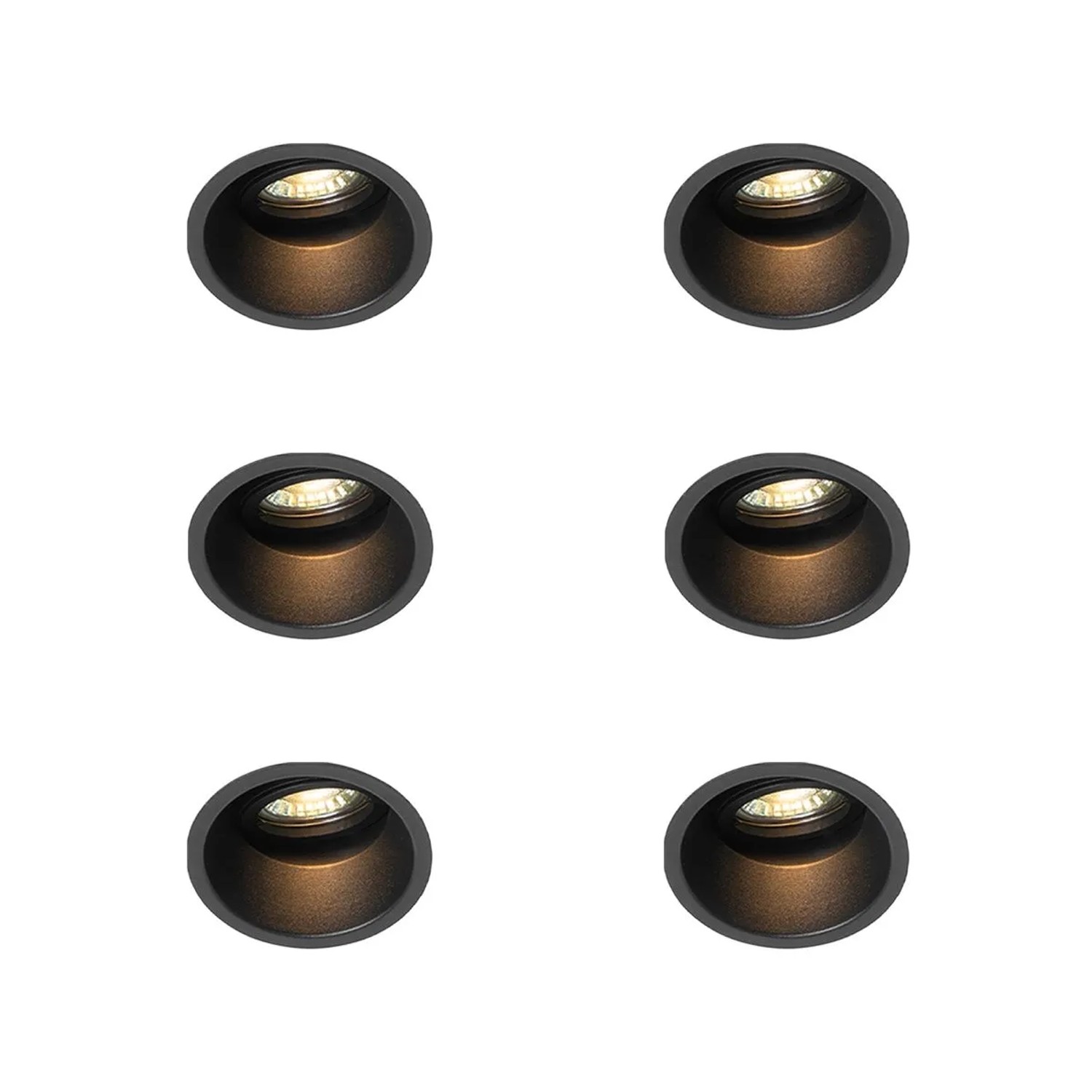 QAZQA Set mit 6 Modernen Einbaustrahlern Schwarz Dreh  und Schwenkbar Alloy