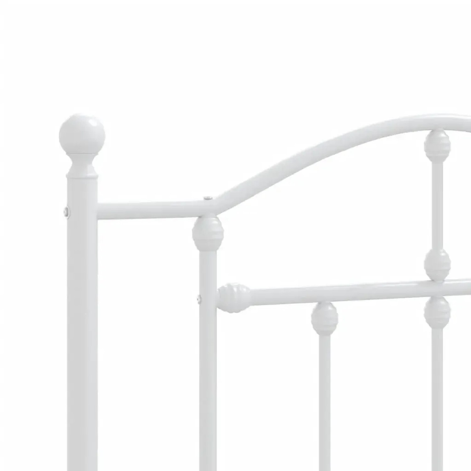 Detailansicht: Weißes Metall Bettgestell 80x200 cm mit Kopf- und Fußteil.