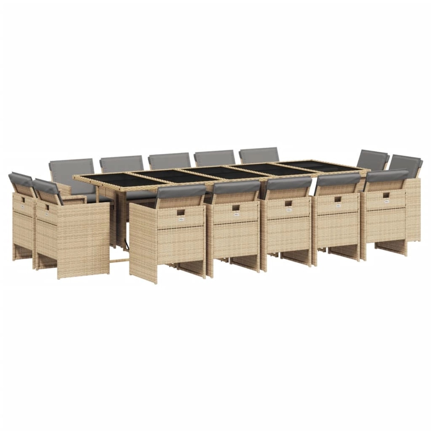 vidaXL 15-Tlg Garten-Essgruppe mit Kissen Beigemischung Poly Rattan 3277823 günstig online kaufen