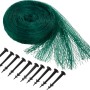 Teichnetz 5x4m, grün, aufgerollt mit 10 Netzankern zum Schutz vor Laub im Gartenteich.