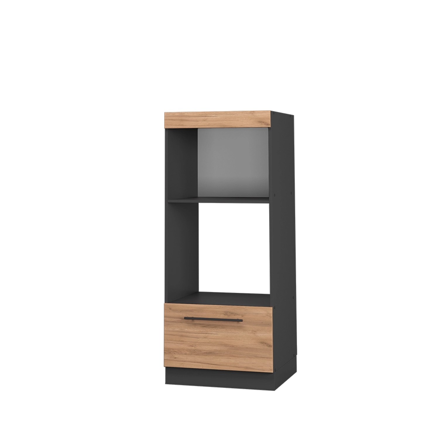 Vicco Mikrowellenschrank Fame-Line Goldkraft Eiche/Anthrazit 60 cm Offen