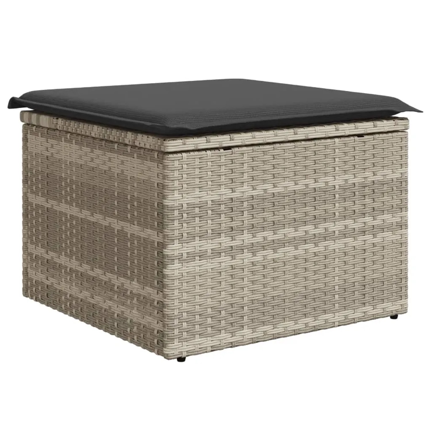 vidaXL Gartenhocker Poly Rattan Hellgrau mit Kissen 55 x 55 x 37 cm 3 kaufen bei OBI