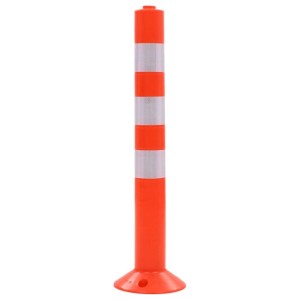 DELUKE Verkehrspoller, 75cm, rot/silber, aus Kunststoff. Ideal zur Absperrung.