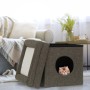 Relaxdays Katzenhöhle MDF Grau Weiß mit Dach Faltbar 44 cm x 38 cm x 38 cm 3,2 kg_2