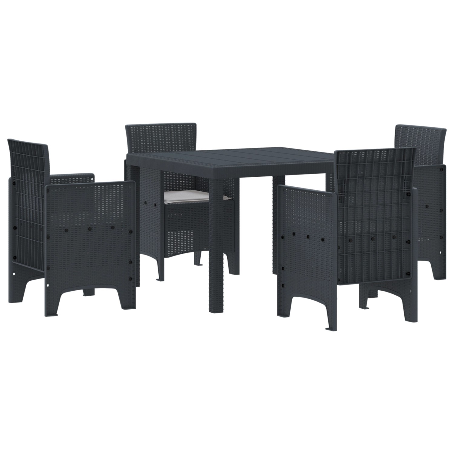vidaXL 5-tlg Garten-Essgruppe mit Kissen Anthrazit Poly Rattan 3378534 günstig online kaufen
