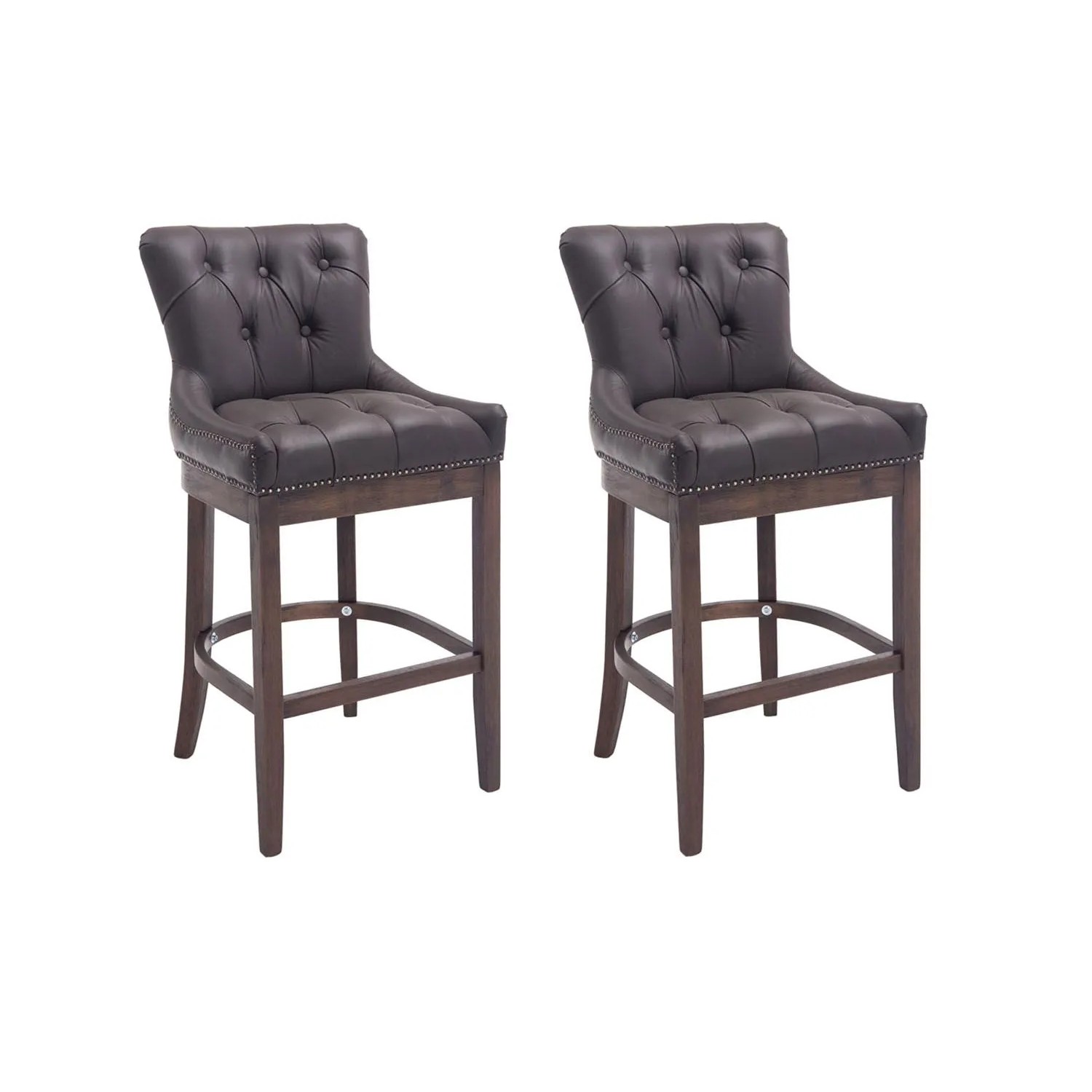 CLP 2er Set Barhocker Lakewood Echtleder Braun/Antik