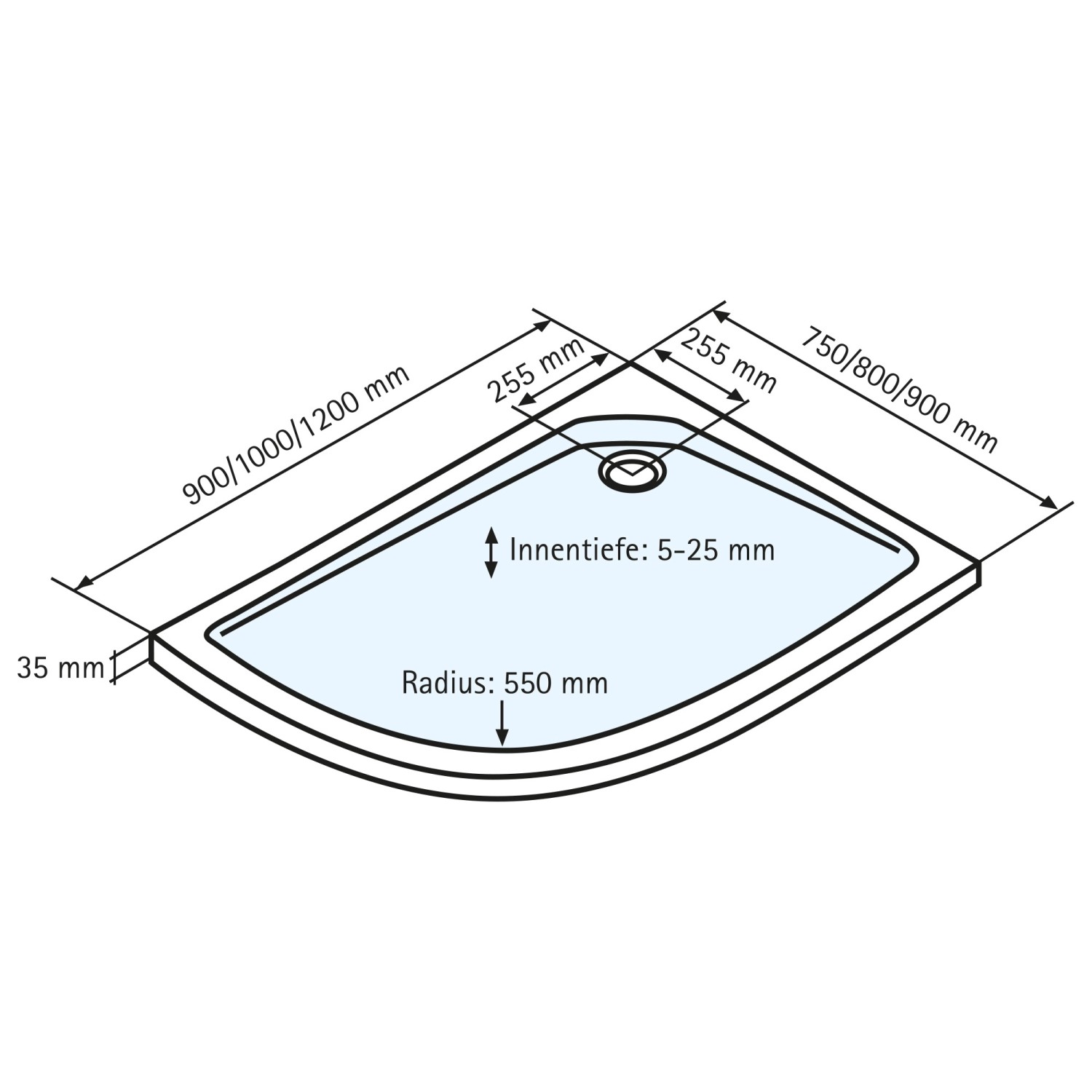 Schulte Duschwanne Rund Extra-flach Asymmetrisch Alpinweiß Rechts 100 x 90 cm