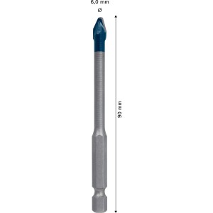Bosch Expert Hex-9 Fliesenbohrer, 6 mm, blau-silber, für Hartkeramik.