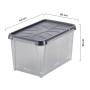 SmartStore Dry 45 Aufbewahrungsbox, wasserdicht, mit grauem Deckel und transparenten Wänden.