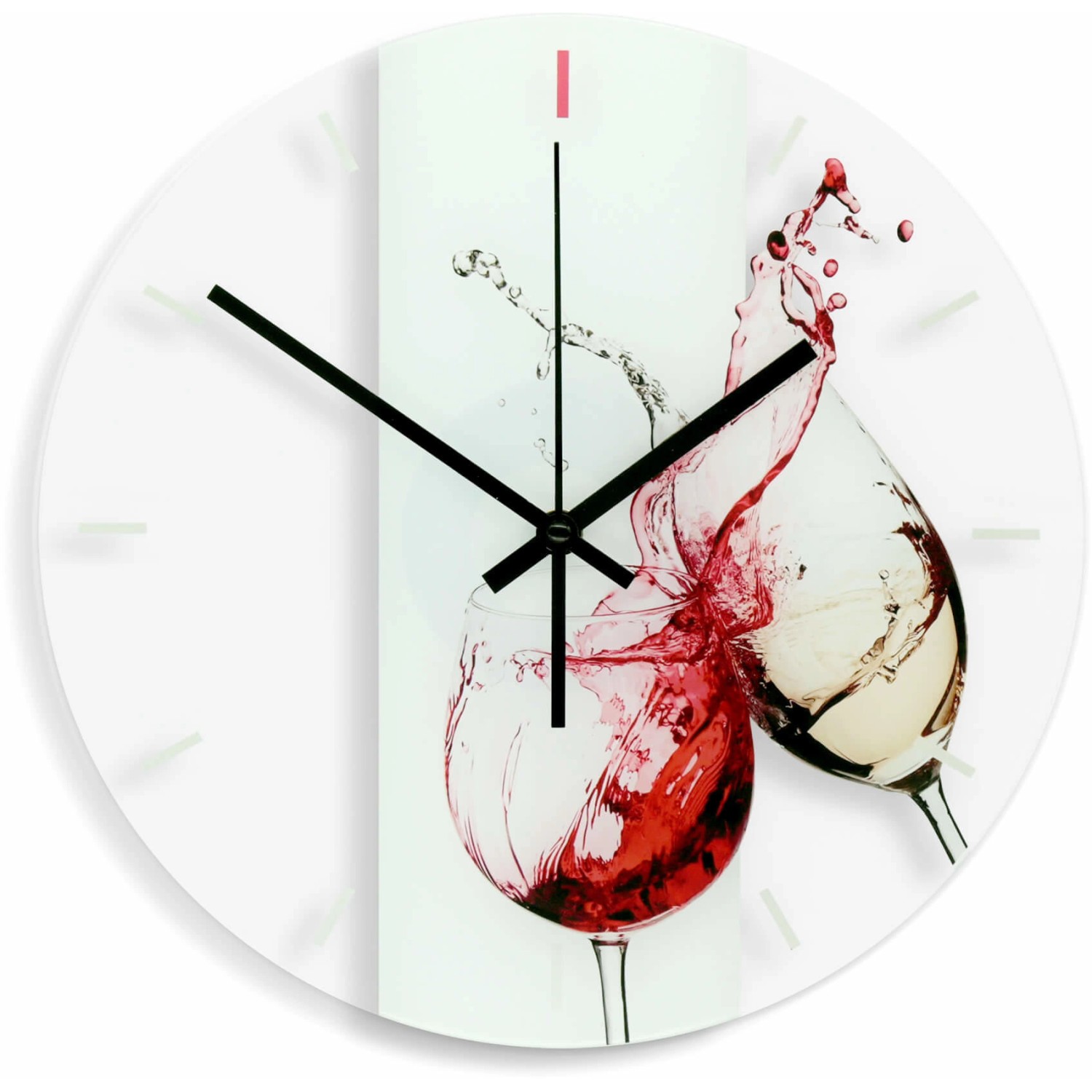 Wall-Art Wanduhr Weingläser Glas Ø 30 cm Transparent günstig online kaufen