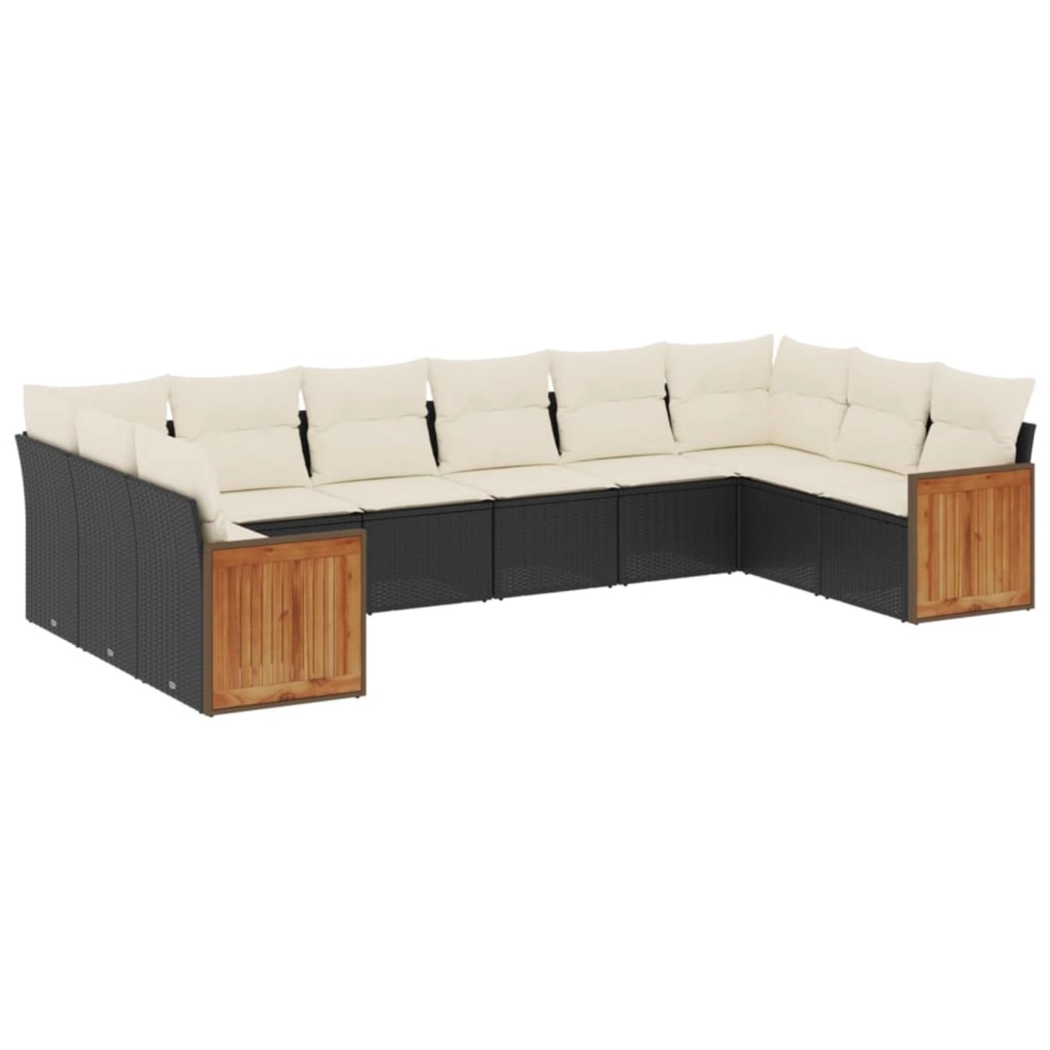 vidaXL 10-Tlg Garten-Sofagarnitur mit Kissen Schwarz Poly Rattan 3228002 günstig online kaufen