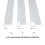 Drei weiße Protektor Schattenfugenprofile für Trockenbau in 6, 12 und 18 mm Breite. PVC-Putzträger für saubere Wand- und Deckenabschlüsse.