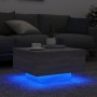Moderner Couchtisch Grau Sonoma mit LED-Beleuchtung, quadratisch, 55x55x31 cm.