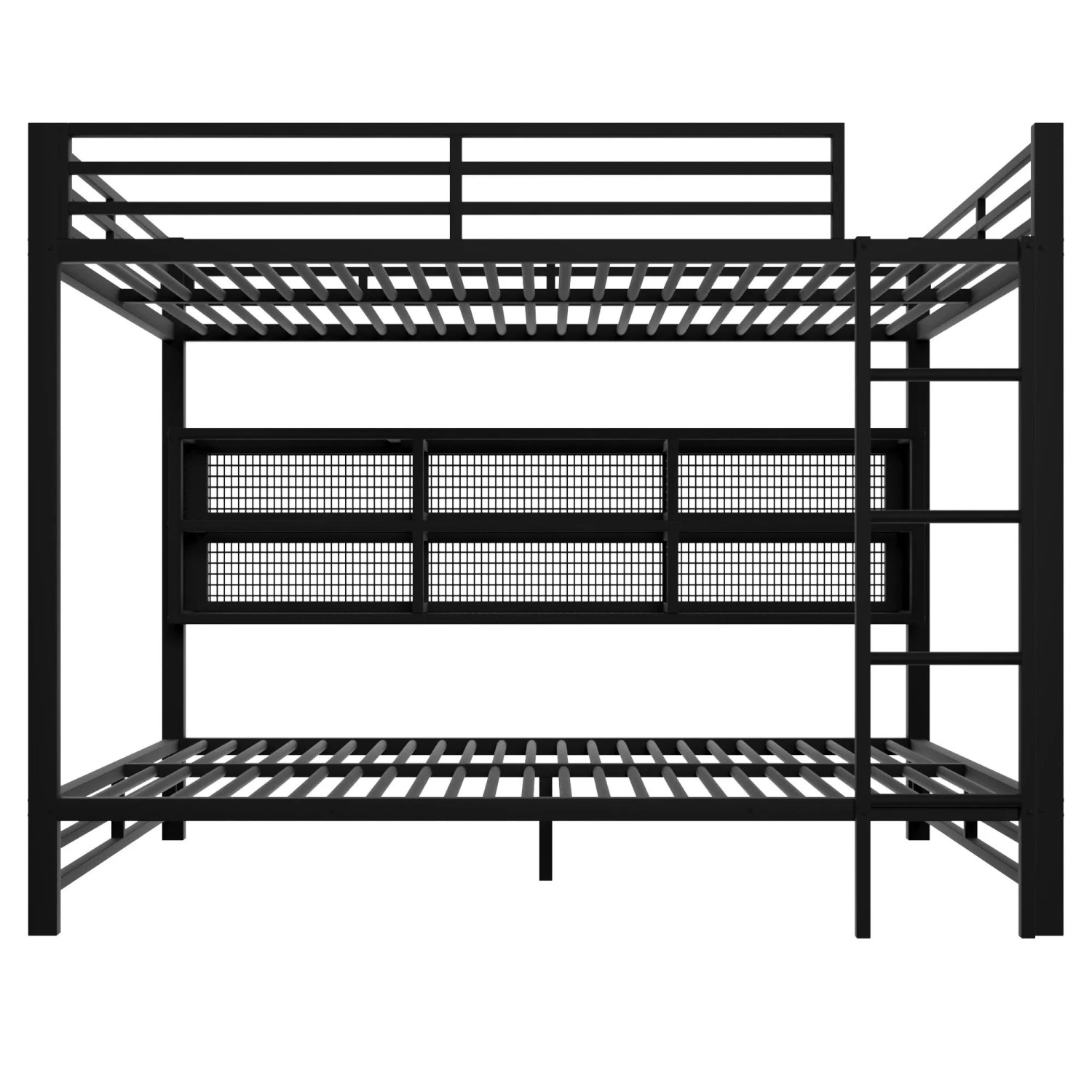 Merax Etagenbett 140x200 cm mit Stauraumschränken LED Schwarz