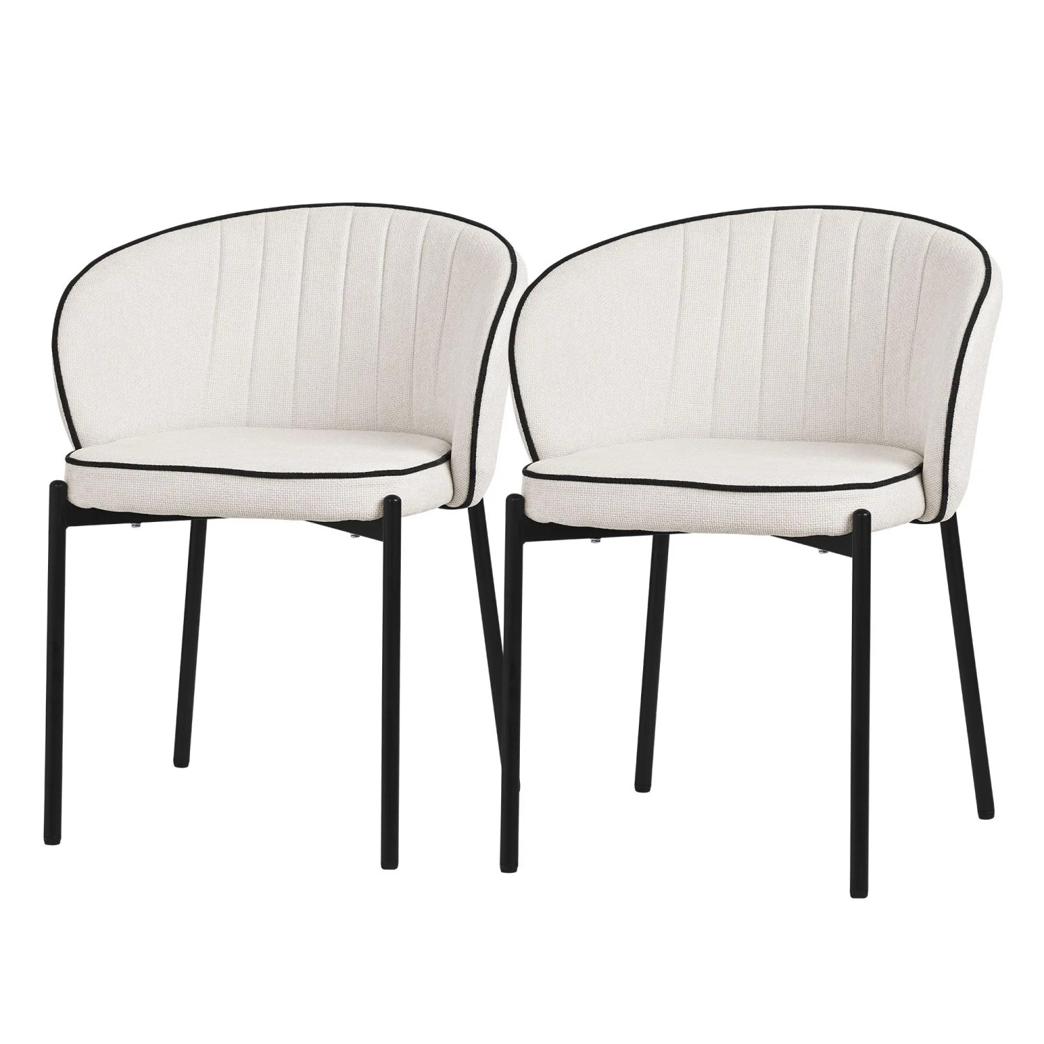 ML-Design Esszimmerstühle 2Er Set Beige mit Stoffbezug & Metallbeinen