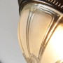 Detailaufnahme: Lindby LED Deckenleuchte Henja in Bronze mit klarem, geätztem Glasschirm.