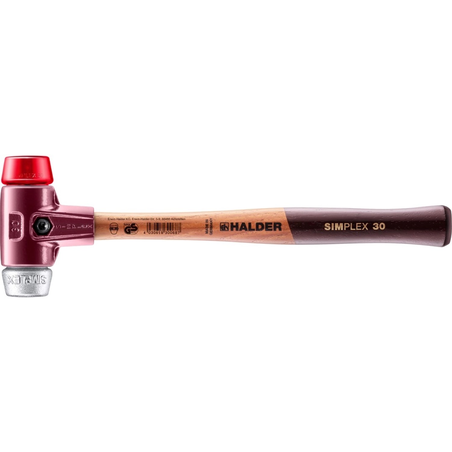 Halder Simplex Schonhammer Ø 30 mm Plastik Rot   Weichmetall mit Temperguss günstig online kaufen