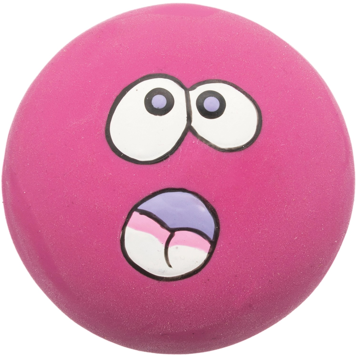 Pinker Jollypaw Smiley Latex Ball, Ø 5 cm, Kauspielzeug für Hunde mit aufgemaltem Gesicht.