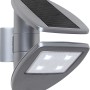 Moderne LED-Solarleuchte Zeta mit Bewegungsmelder und Solarpanel für die Wandmontage.