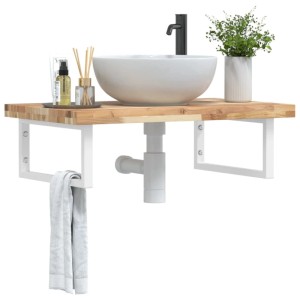 vidaXL Waschbeckenregal Wandmontage Stahl und Akazienholz 3302800