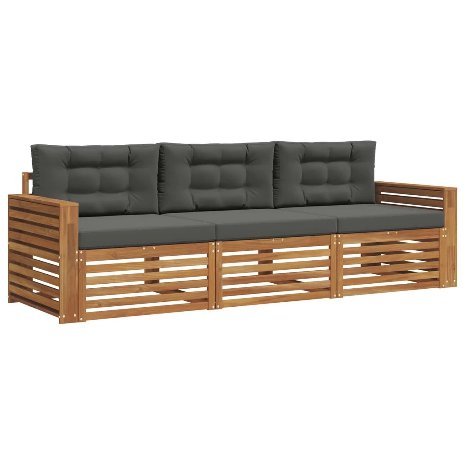 vidaXL Outdoor-Sofagarnitur mit Kissen 3-Tlg Natur und Anthrazit 3372947