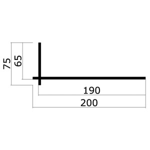 Skizze des Lasita Barelements: Maße für Breite (200cm), Länge (190cm) und Höhe (75/65cm).