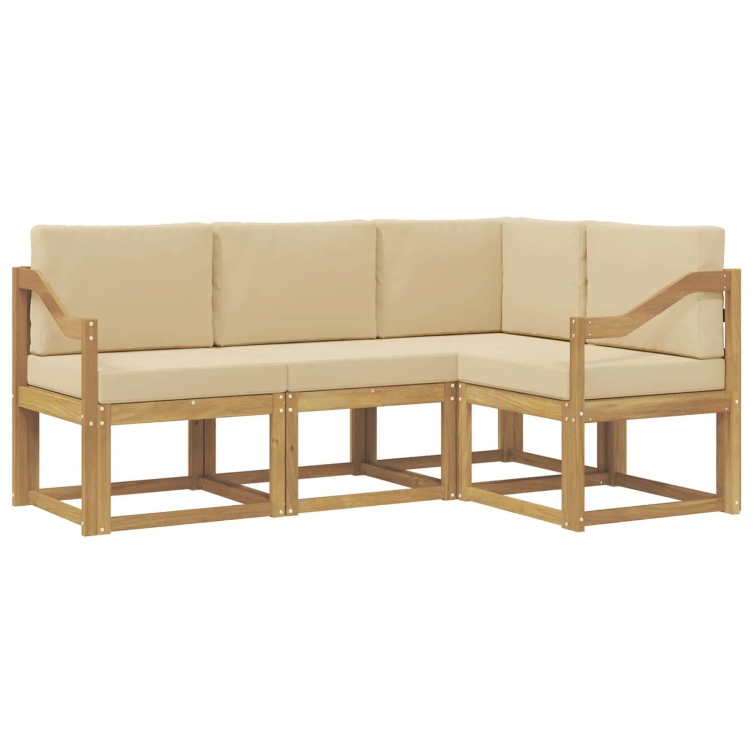 vidaXL Outdoor-Sofagarnitur mit Kissen 4-Tlg Weiß und Beige 3387577