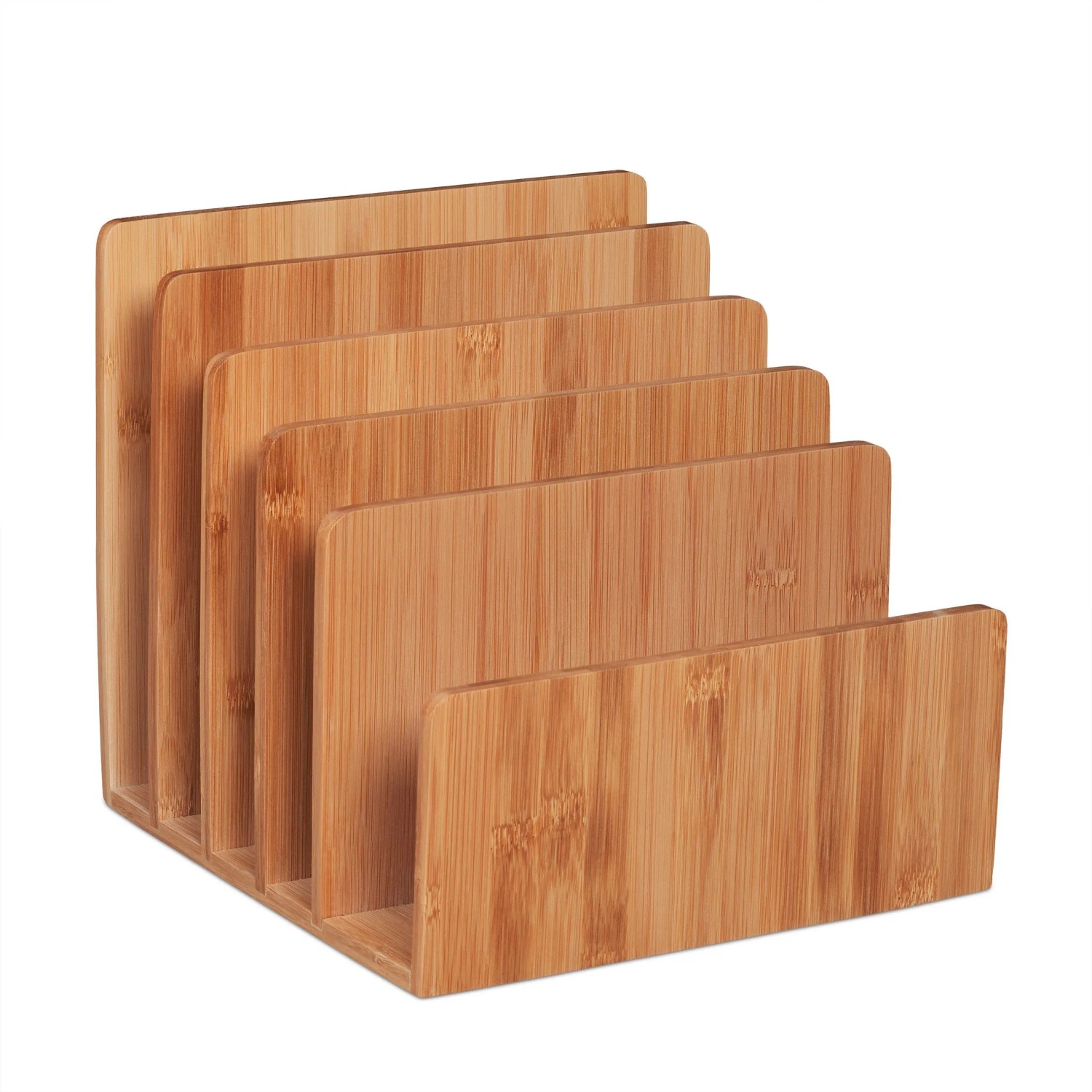Relaxdays Dokumentenhalter Bambus Natur Stehend mit 5 Fächern 23 cm x 24,5 cm x 25 cm 1,8 kg