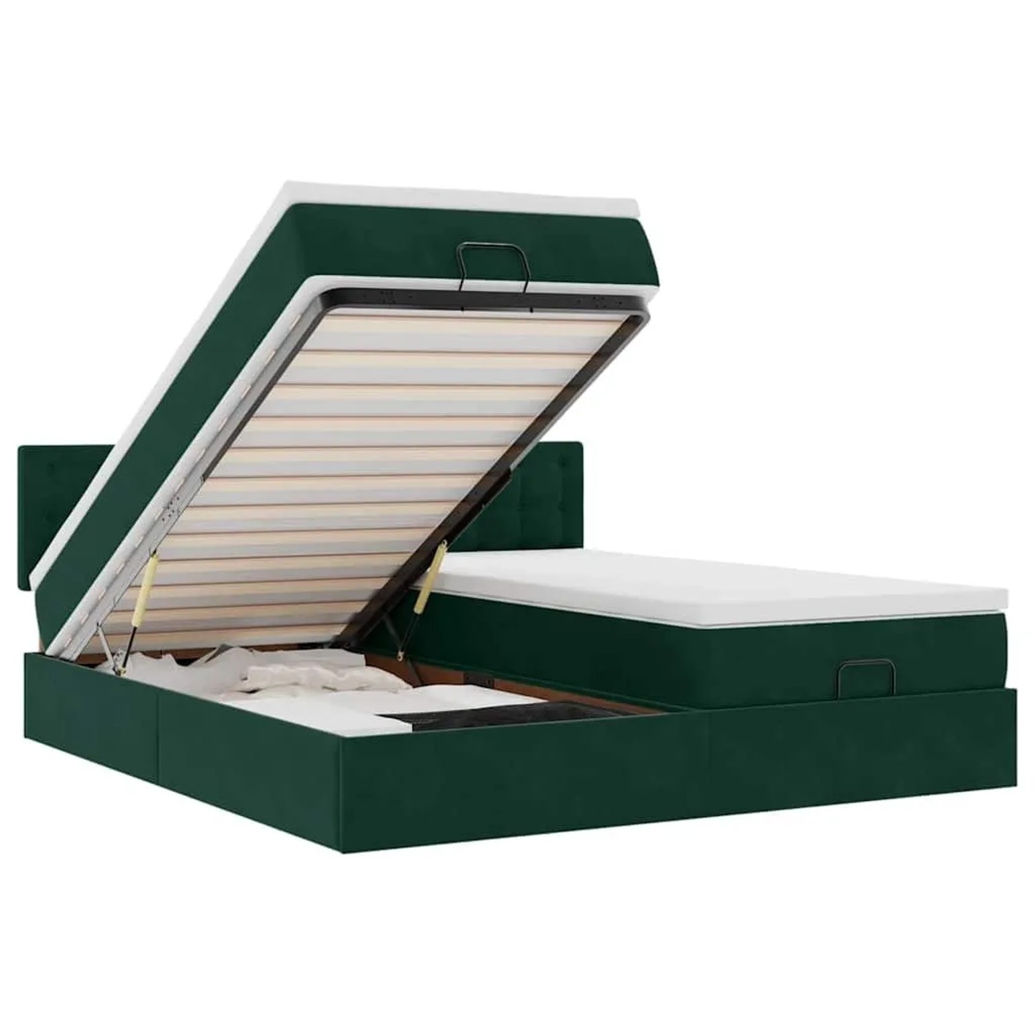 Thumbnail - vidaXL Ottoman-Bett mit Matratzen Dunkelgrün 200x200 cm Samt 3312119