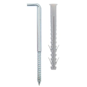 Fischer Langschaftdübel S 8 H mit Winkelhaken, Dübel für Voll- und Lochbaustoffe, 2 Stück