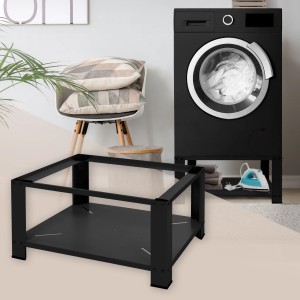 ML-Design Waschmaschinen Untergestell mit Ablage, Stahl schwarz, bis 150kg.