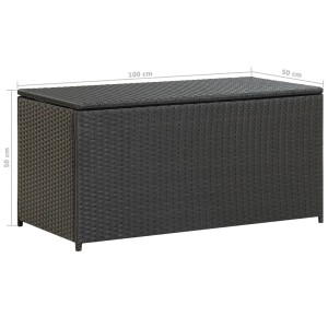 Schwarze furnicato Gartenbox aus Poly Rattan, 100x50x50 cm, ideal zur Aufbewahrung von Gartenartikeln.