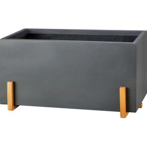 Pflanzkasten Faserton Granit 70x34x34 cm mit Holzgestell für den Garten oder die Terrasse.