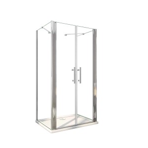 U-Duschkabine 80x90x80cm mit Doppeltür, 6mm NANO Glas und verchromtem Rahmen.