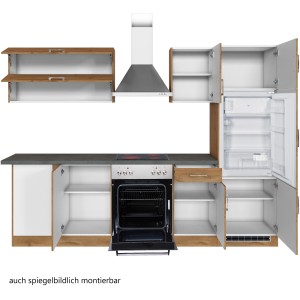 Held Möbel Küchenzeile Sorrento in Wotaneiche mit E-Geräten und Winkel.