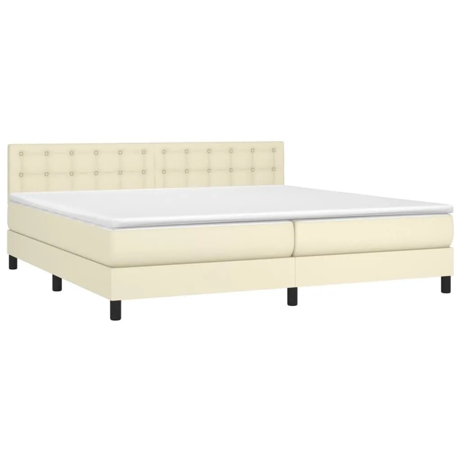 vidaXL Boxspringbett mit Matratze Creme 200x200 cm Kunstleder 3141145
